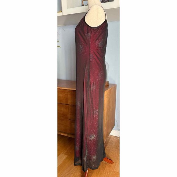 90’s Y2K Sparkly Black Mesh Overlay Red Maxi Dress Whimsigoth Fairy Grunge M/L - Picture 10 of 11